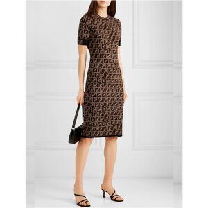 Fendi FF Zucca Brown Knit Dress